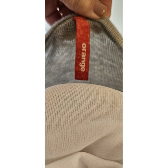 V-NECK Sweater Women's Size M Gray Ruffle Hem Knit Pullover Long Sleeve - Picture 3 of 5